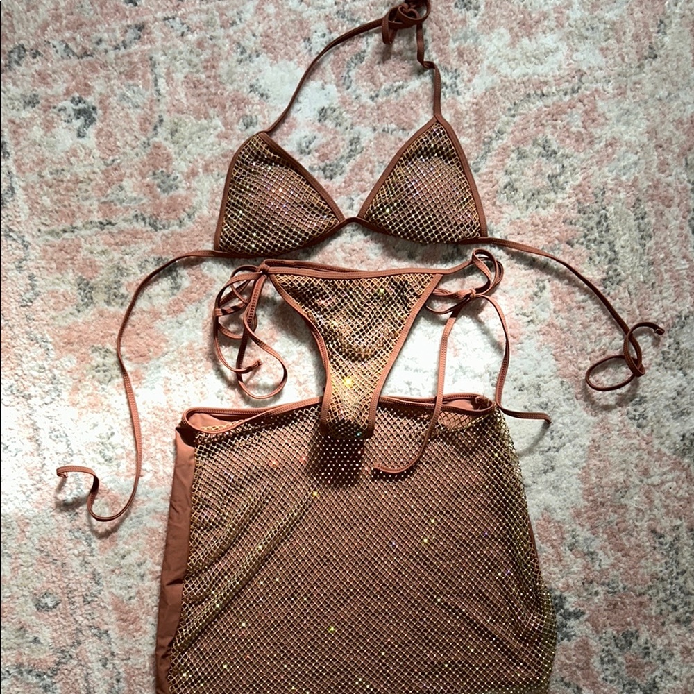 3 Piece Fashion Nova Brown Bikini Set